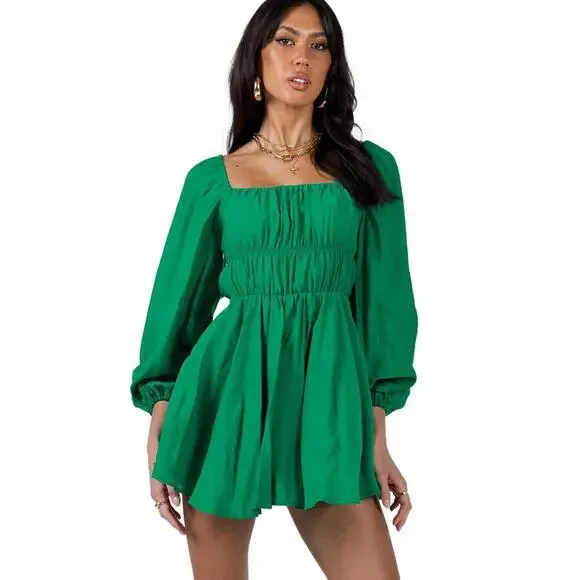 NWT Princess Polly Halton Green Long Sleeve Short Mini Dress- Size 6 - Picture 3 of 9